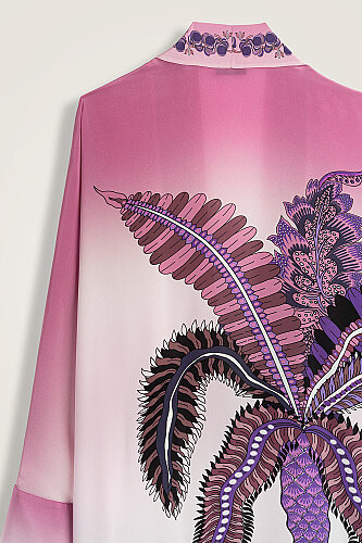 Hurma Ağacı Pembe Krep İpek Uzun Kimono - Imannoor (3)