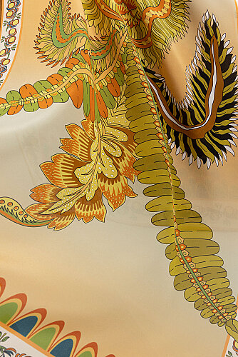 Hurma Ağacı Sarı Krep İpek Kimono Şalı 70x210 - Imannoor (2)