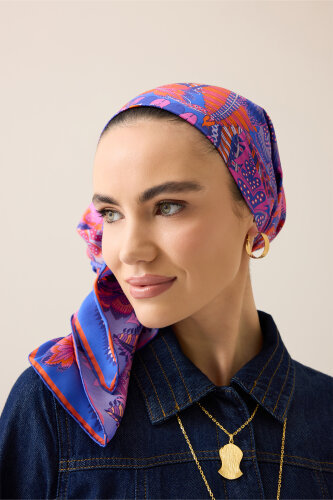 Hurma Dalı Mor-Lila Çift Taraflı Tivil İpek Eşarp 94x94 - Imannoor (3)