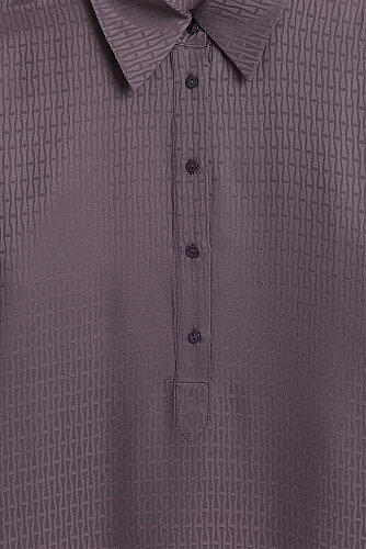 Iman Anthracite Jacquard Silk Buttoned Shirt Dress - 2