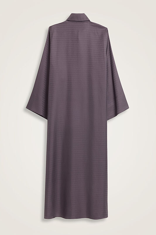 Iman Anthracite Pleated Jacquard Silk Dress - 3