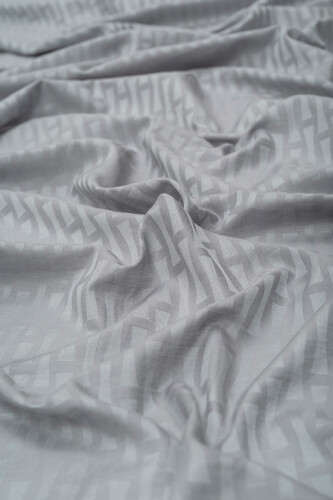 Iman Big Monogram Cotton Silk Shawl Grey - 2