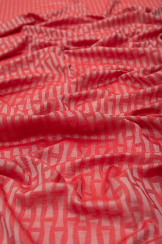 Iman Big Monogram Cotton Silk Shawl Red - 2