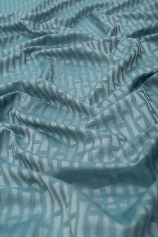 Iman Big Monogram Cotton Silk Shawl Turquoise - 2