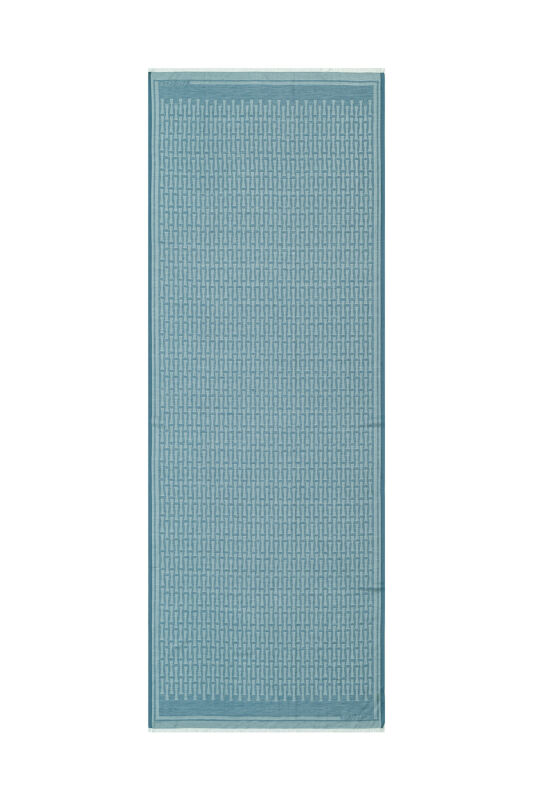 Iman Big Monogram Cotton Silk Shawl Turquoise - 1