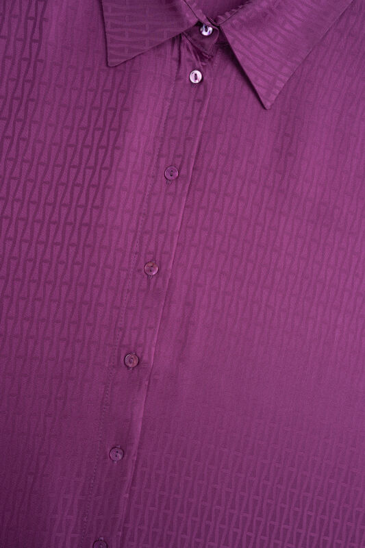 Iman Dark Plum Jacquard Silk Shirt - 2