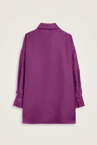 Iman Dark Plum Jacquard Silk Shirt - 3