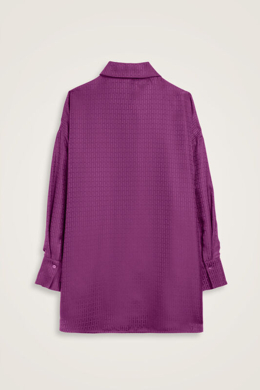 Iman Dark Plum Jacquard Silk Shirt - 3