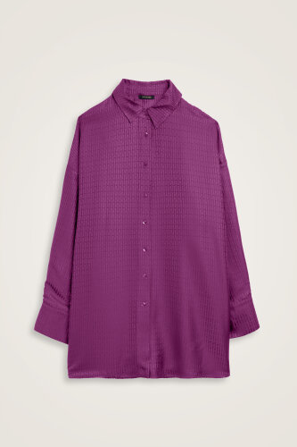 Iman Dark Plum Jacquard Silk Shirt 