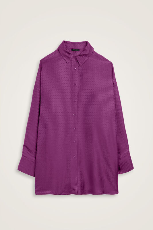 Iman Dark Plum Jacquard Silk Shirt - 1