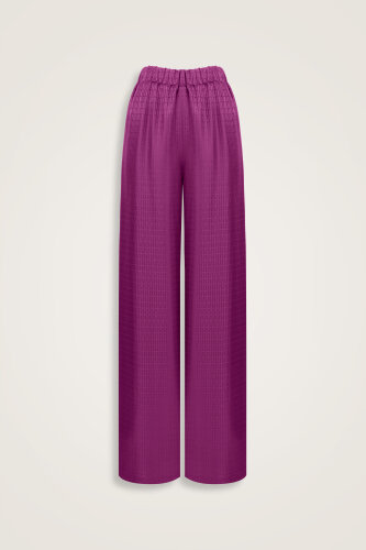 Iman Dark Plum Jacquard Silk Trousers 