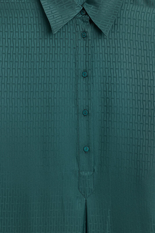 Iman Green Petrol Pleated Patola Jacquard Silk Dress - 2
