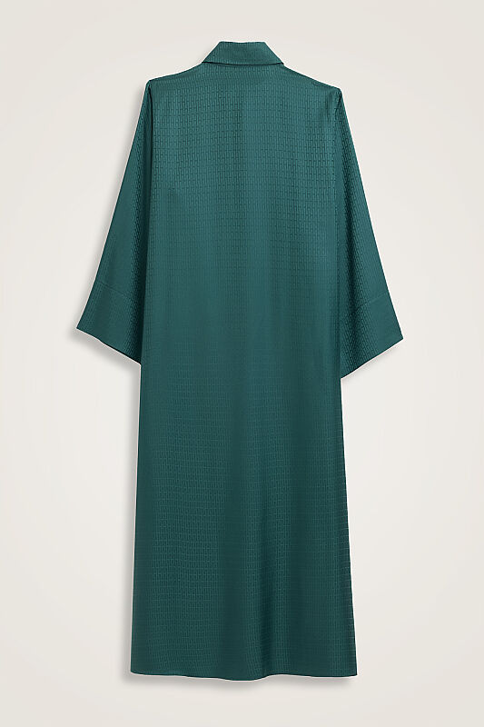 Iman Green Petrol Pleated Patola Jacquard Silk Dress - 3