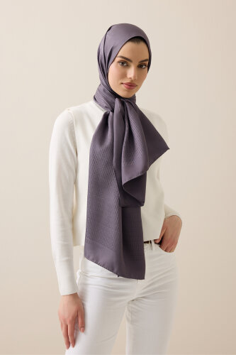 Iman I Anthracite Jacquard Silk Shirt Scarf - 3