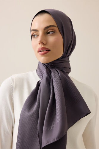 Iman I Anthracite Jacquard Silk Shirt Scarf 