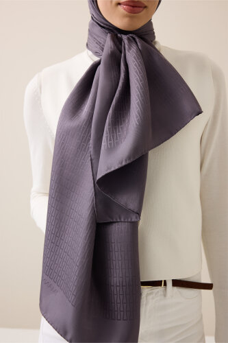 Iman I Anthracite Jacquard Silk Shirt Scarf - 5