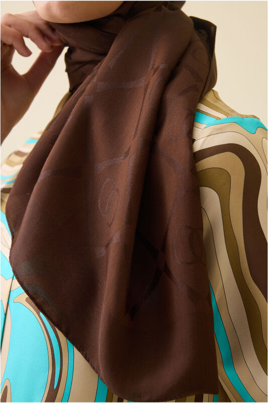 Iman I Baklava Brown Ramy Jacquard Shawl - 3