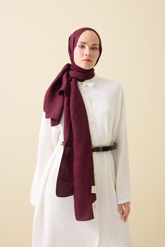 Iman I Baklava Burgundy Ramy Jacquard Shawl - 3