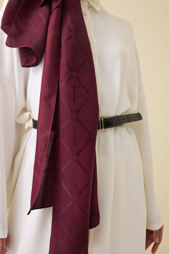 Iman I Baklava Burgundy Ramy Jacquard Shawl - 5
