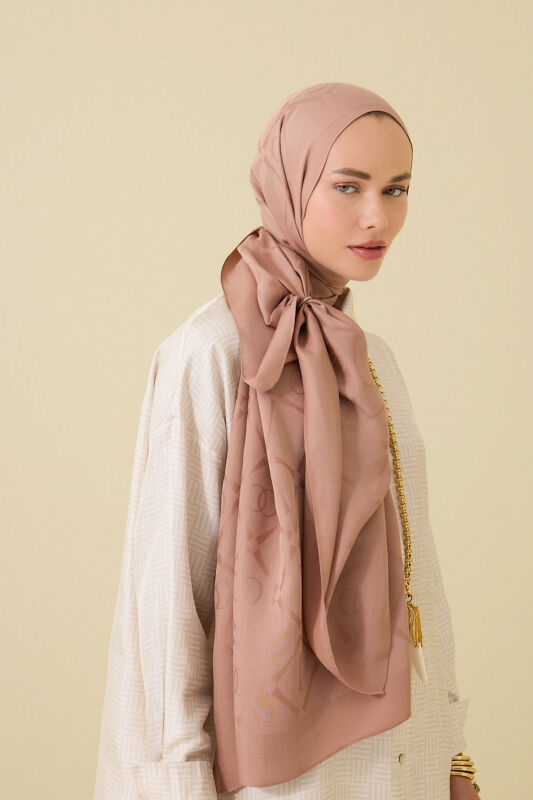 Iman I Baklava Dusty Rose Ramy Jacquard Shawl - 5