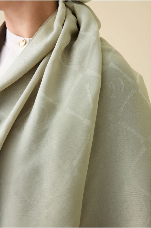 Iman I Baklava Emerald Green Ramy Jacquard Shawl - 6