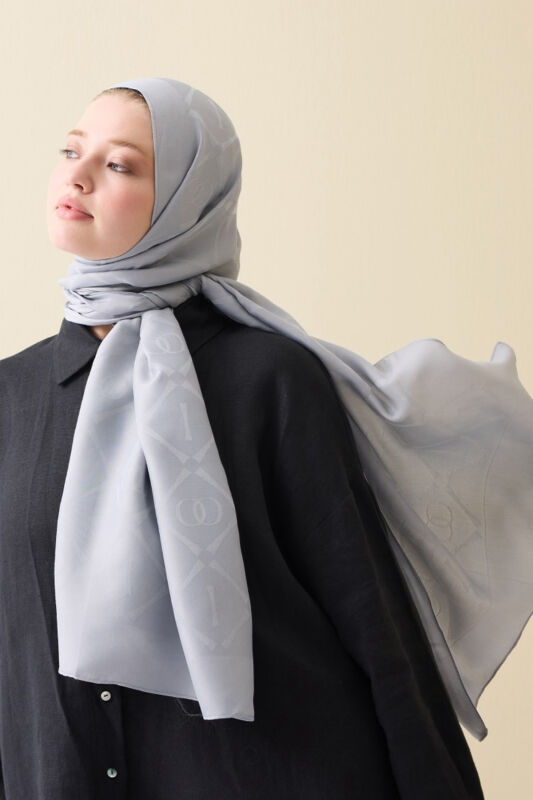 İman I Baklava Gri Ramy Jakar Şal 70x190 - 5