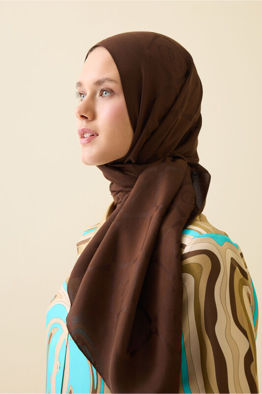 İman I Baklava Kahverengi Ramy Jakar Şal 70x190 - 5
