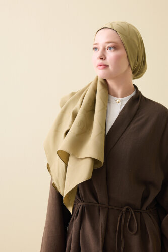 Iman I Baklava Khaki Ramy Jacquard Shawl - 3