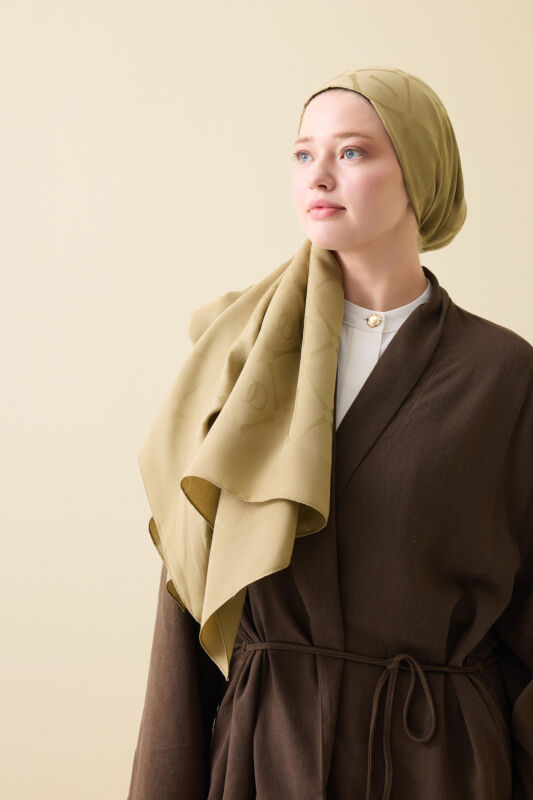 Iman I Baklava Khaki Ramy Jacquard Shawl - 3