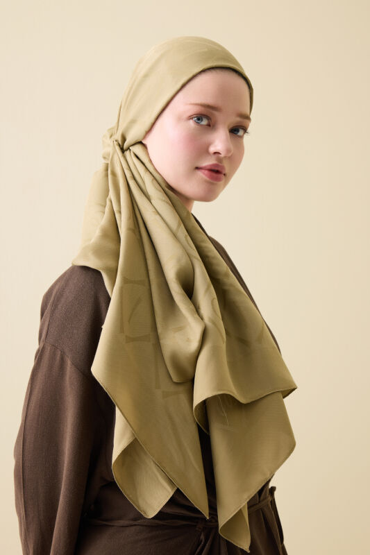 Iman I Baklava Khaki Ramy Jacquard Shawl - 1