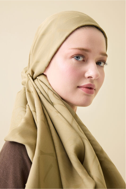 Iman I Baklava Khaki Ramy Jacquard Shawl - 5