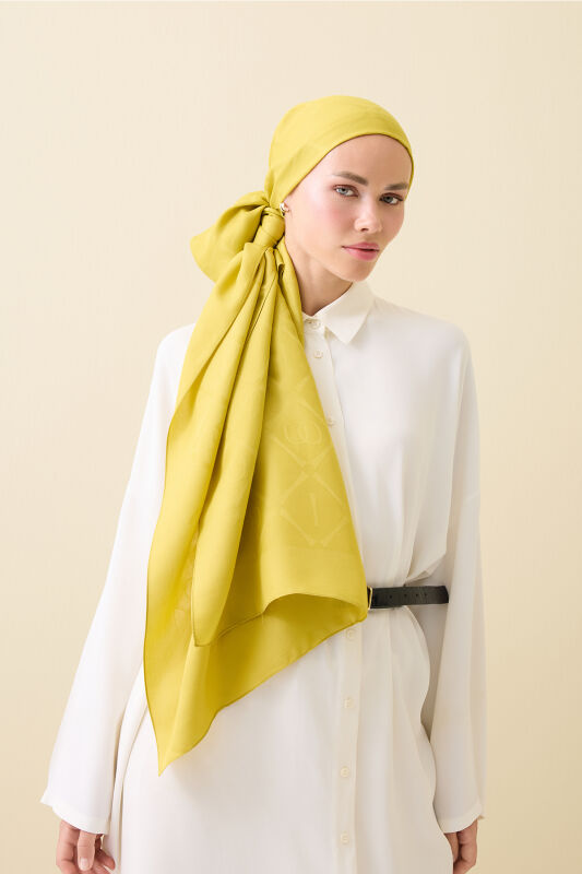 Iman I Baklava Mustard Ramy Jacquard Shawl - 3