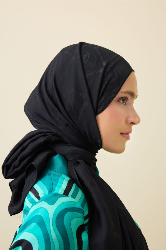 İman I Baklava Siyah Ramy Jakar Şal 70x190 - 3