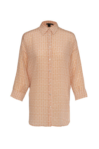 Iman I Beige Silk Shirt Pajamas - 1