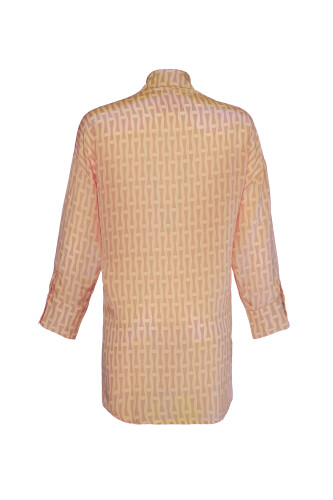 Iman I Beige Silk Shirt Pajamas - 2