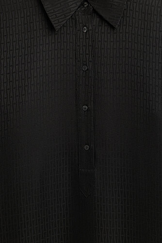 Iman I Black Jacquard Silk Buttoned Shirt Dress - 2