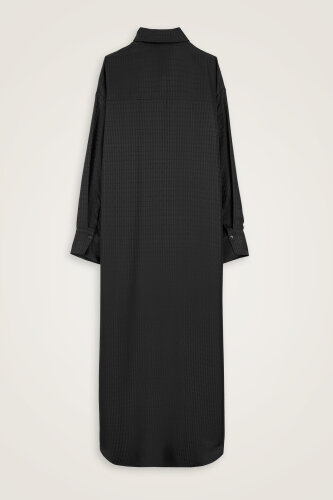 Iman I Black Jacquard Silk Shirt Dress - 3