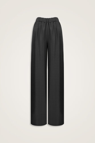 Iman I Black Jacquard Silk Trousers 