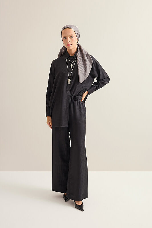 Iman I Black Jacquard Silk Trousers - 4