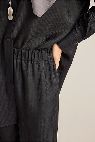 Iman I Black Jacquard Silk Trousers - 6