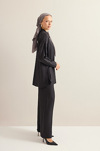Iman I Black Jacquard Silk Trousers - 3