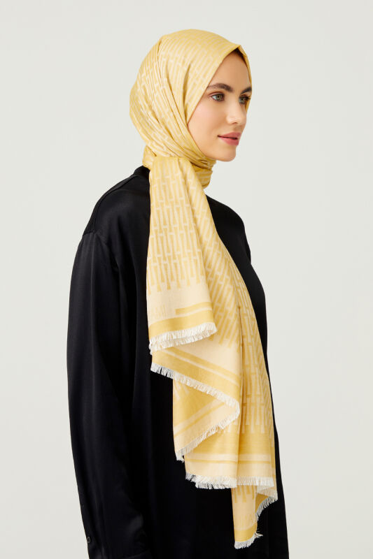 Iman I Cotton Silk Shawl Yellow - 1