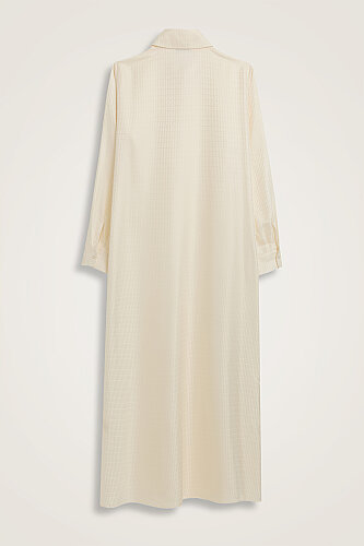 Iman I Cream Jacquard Silk Buttoned Shirt Dress - 3