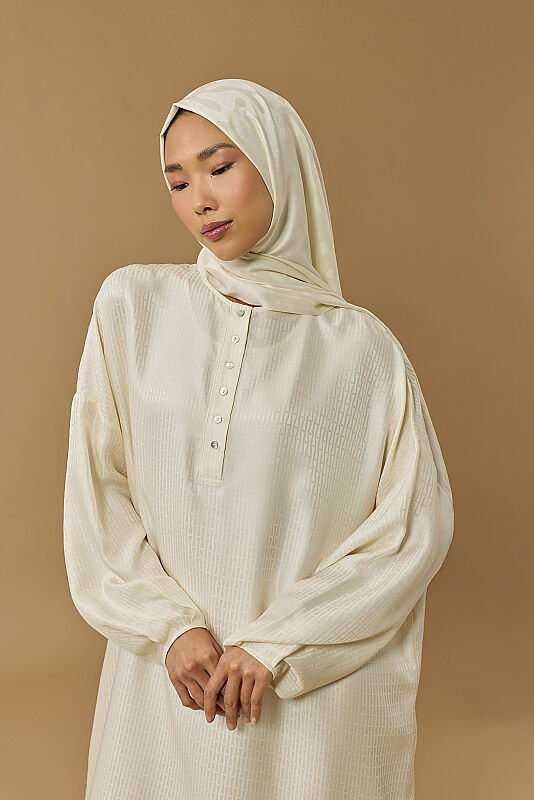 Iman I Cream Plaid Silk Dress - 2