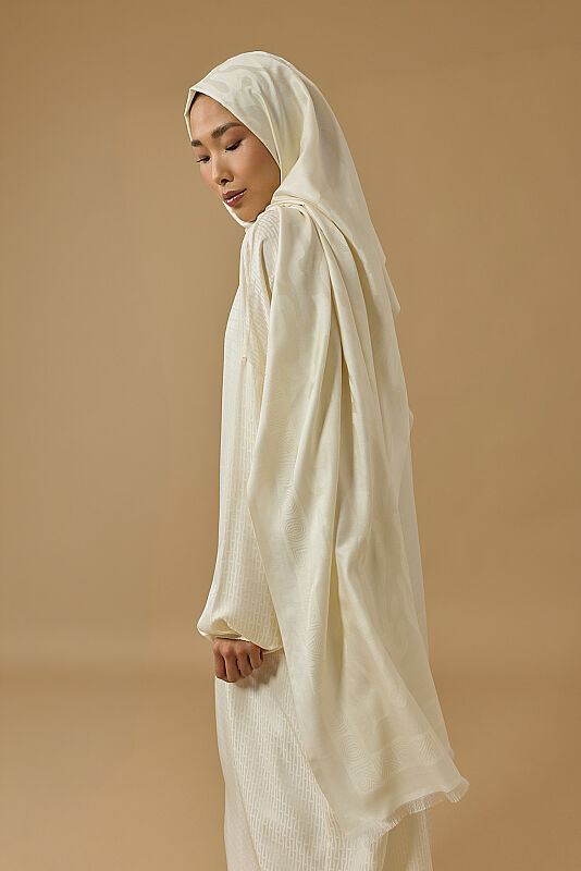 Iman I Cream Plaid Silk Dress - 4