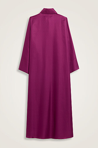 Iman I Dark Plum Pleated Jacquard Silk Dress - 3