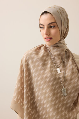  İman I Degrade Bej İpek Şal 70x210 - Imannoor (1)