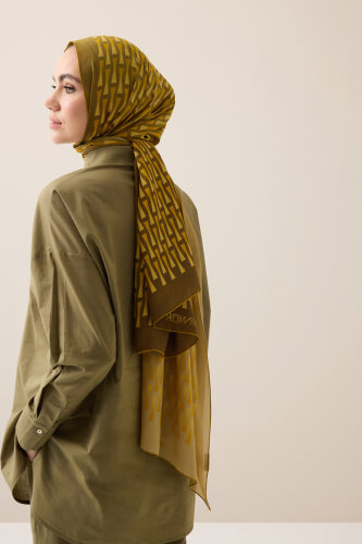  İman I Degrade Hardal İpek Şal 70x210 - Imannoor
