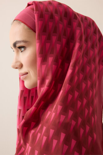  İman I Degrade Kırmızı İpek Şal 70x210 - Imannoor (3)