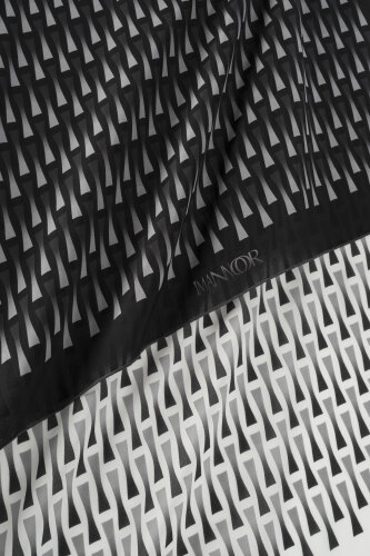 Iman I Gradient Black and White Silk Scarf - 4